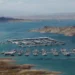 Exposed foundations and streets of the St. Thomas ghost town at low Lake Mead water levels