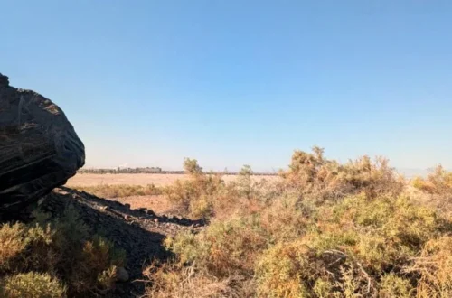 Geothermal steam rises near mud pots along the Salton Sea in the Southeast Lake Cahuilla district