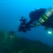 Underwater wreck of the Hōfuku Maru covered in silt off the coast of the Philippines