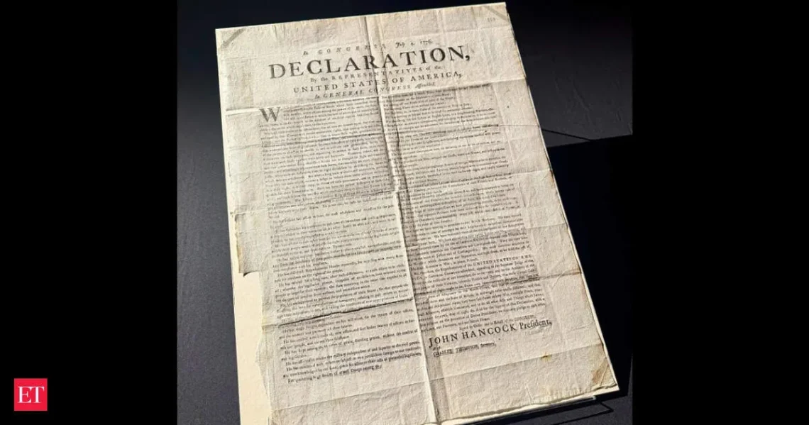 An archival document from July 1776 identified as a rare printed Declaration of Independence