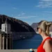 Ruins of St. Thomas ghost town exposed beside low water at Lake Mead