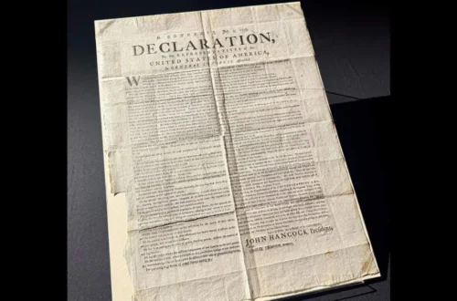 An archival document from July 1776 identified as a rare printed Declaration of Independence