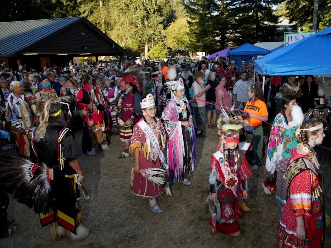 Dancers and drummers gathered at the Siletz powwow grounds during the annual Nesika Illahee celebration